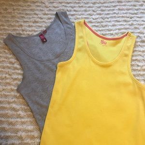 Two SO Ribbed Tank Tops Yellow & Grey - Size XL